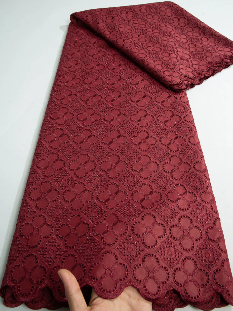 African Swiss Voile Cotton Lace Fabric – 5 Yards | Nigerian Embroidered Lace for Men’s & Women’s Clothing & DIY Sewing