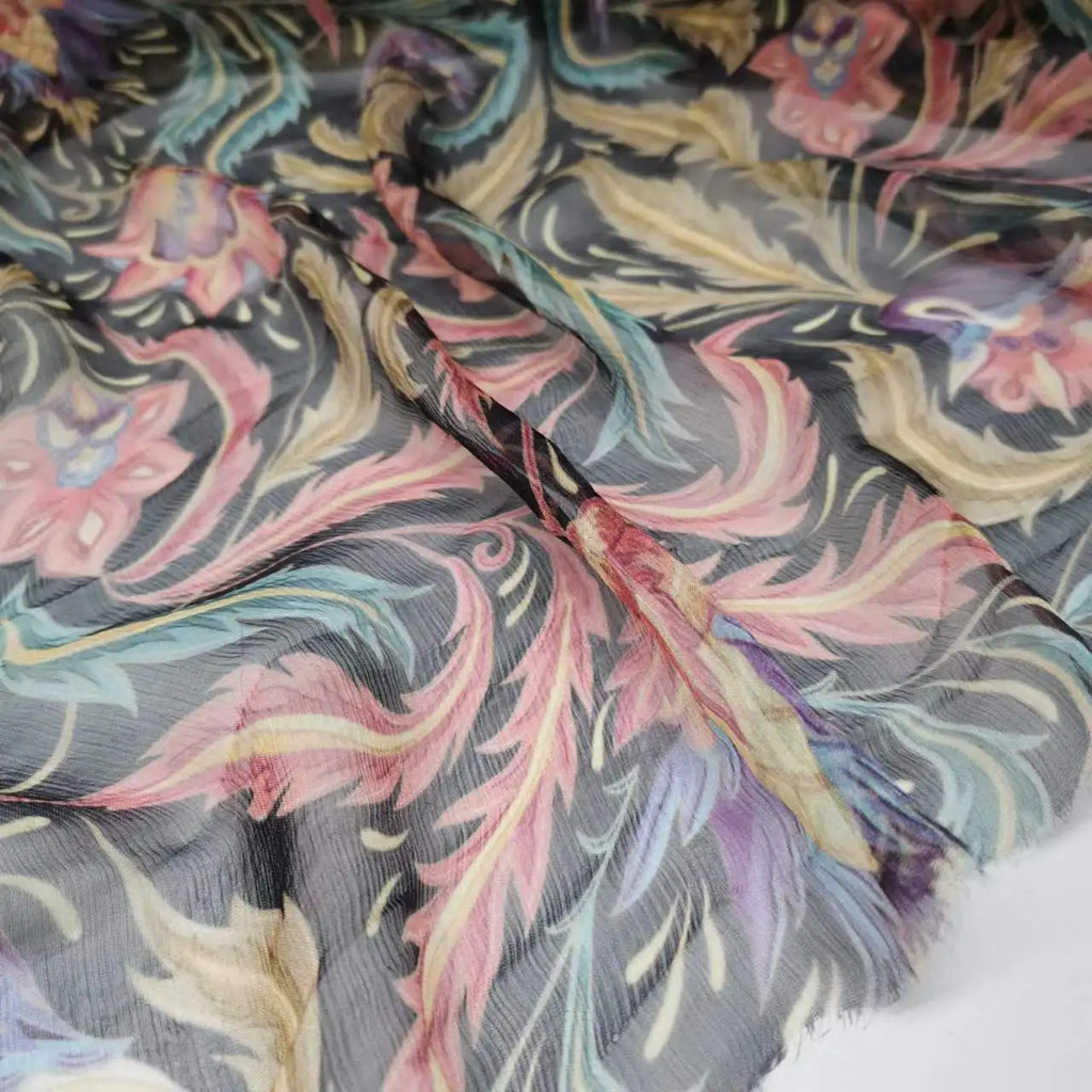 Floral Print Silk-Cotton Blend Fabric – 135cm Wide, 9-10mm | Dresses, Blouses & Luxury DIY Sewing