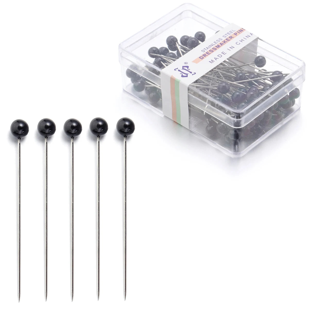 100-Piece Color Ball Head Sewing Pins — Stainless Steel Quilting & Fabric Pins