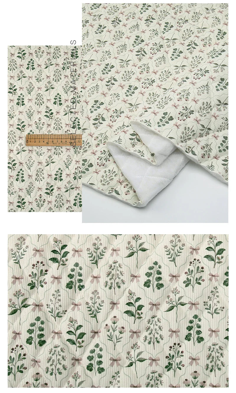 Rabbit & Tree Print Corduroy Fabric – 150cm Wide, Quilted Cotton Blend, 0.5m / 1m / 2m