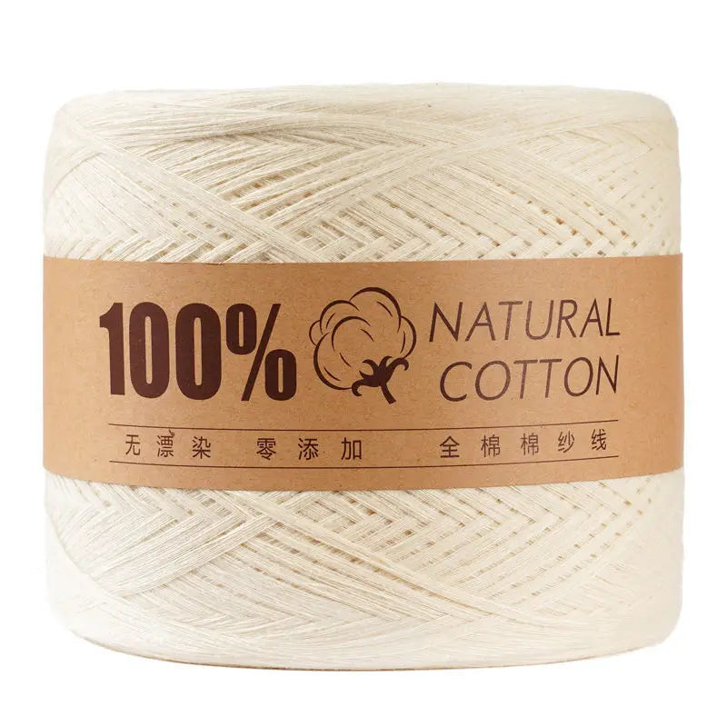 Cotton Yarn Thread for Knitting, Non-Bleached, Raw Algodon Line, Baby, Children's DIY, Handknitting, Scarf Sweaters, 500g/Ball