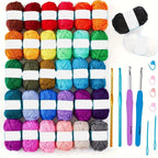 43-Piece Crochet Kit with 32-Color Acrylic Yarn, Ergonomic Hooks & Knitting Needles — Beginner-Friendly Set with Portable Storage Bag