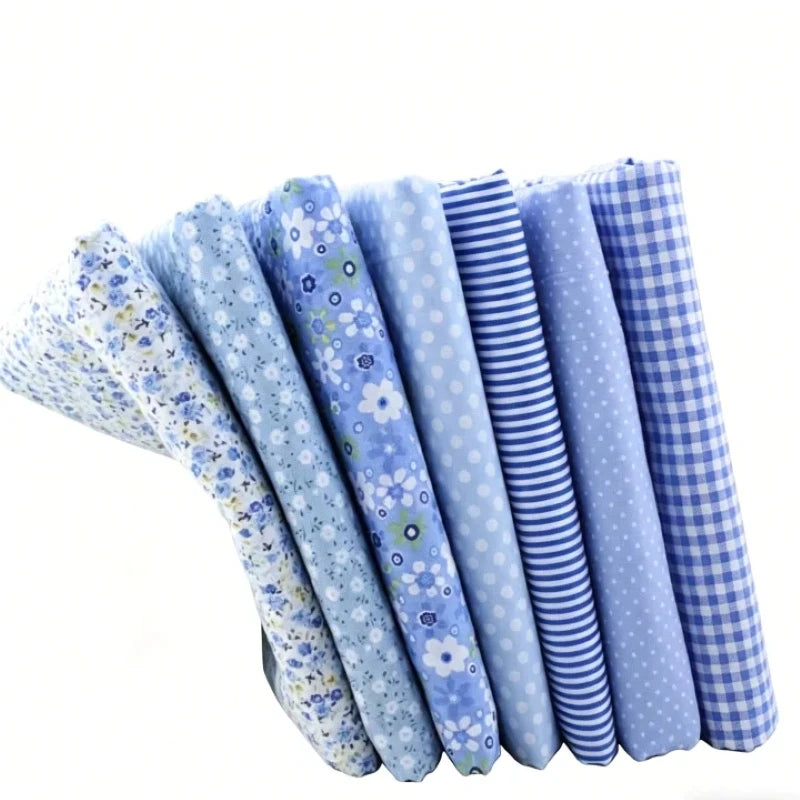 7-Piece Patchwork Cotton Fabric Set – Digital Printed Quilting Squares