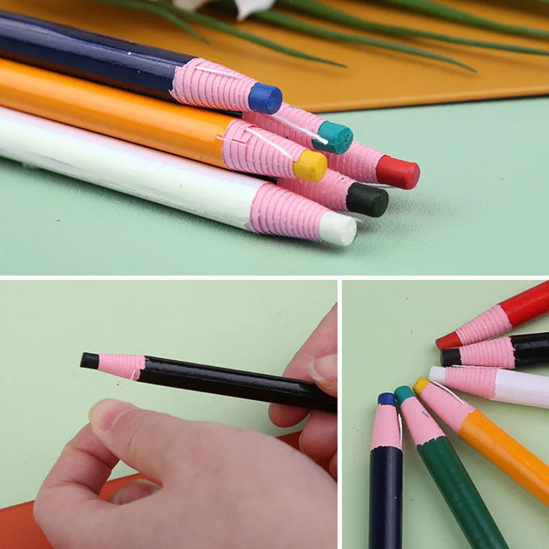 Water-Soluble Tailor's Chalk Pencil with Brush — Fabric Marking for Sewing & Quilting
