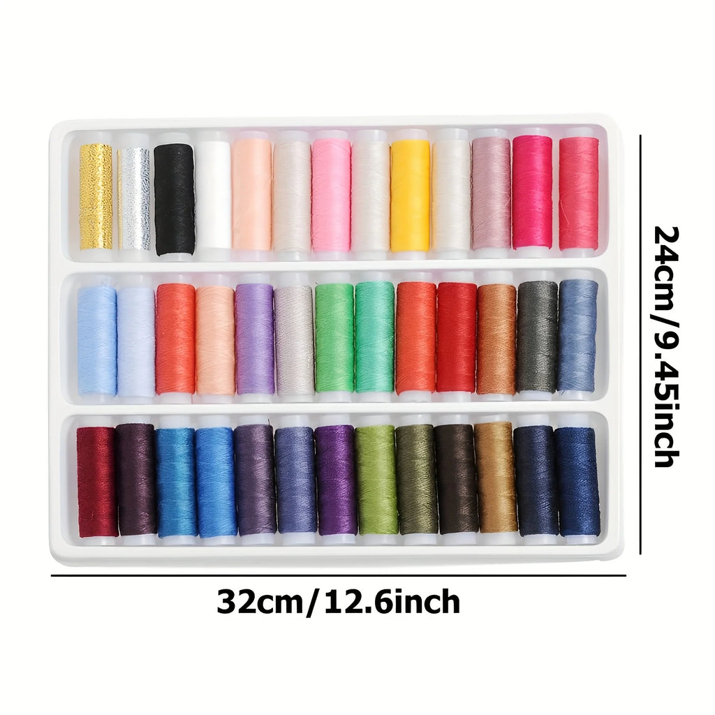 39-Piece Colorful Polyester Sewing Thread Kit | Machine & Hand Sewing