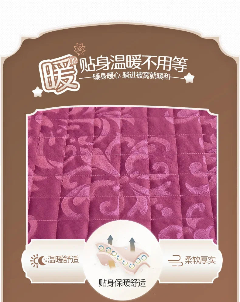 Lace Plush Quilted Bed Skirt – European Style Anti-Slip Mattress Cover | 45 cm Drop