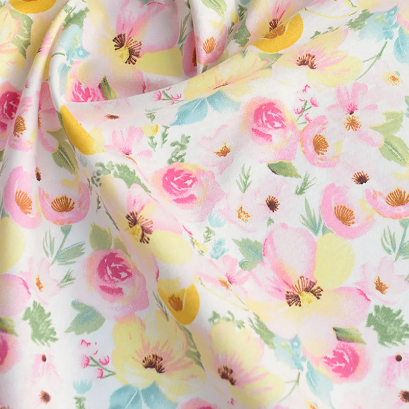 Floral Printed 100% Cotton Twill Fabric – 63" Wide, Sold by the Half Meter | Quilts, Bedding & DIY Sewing