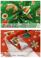 Tela estampada de pan de jengibre navideño y festivo – 100% poliéster, 150 cm de ancho