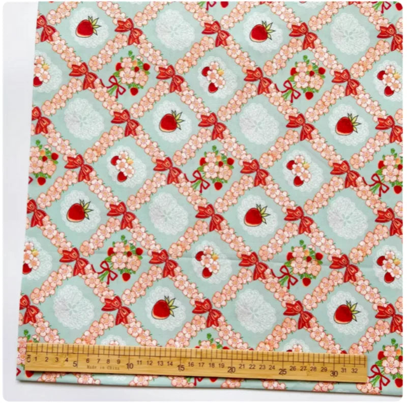 Strawberry Watermelon Print Pure Cotton Fabric For Making Shirts Dress Handmade Baby Clothing, T85