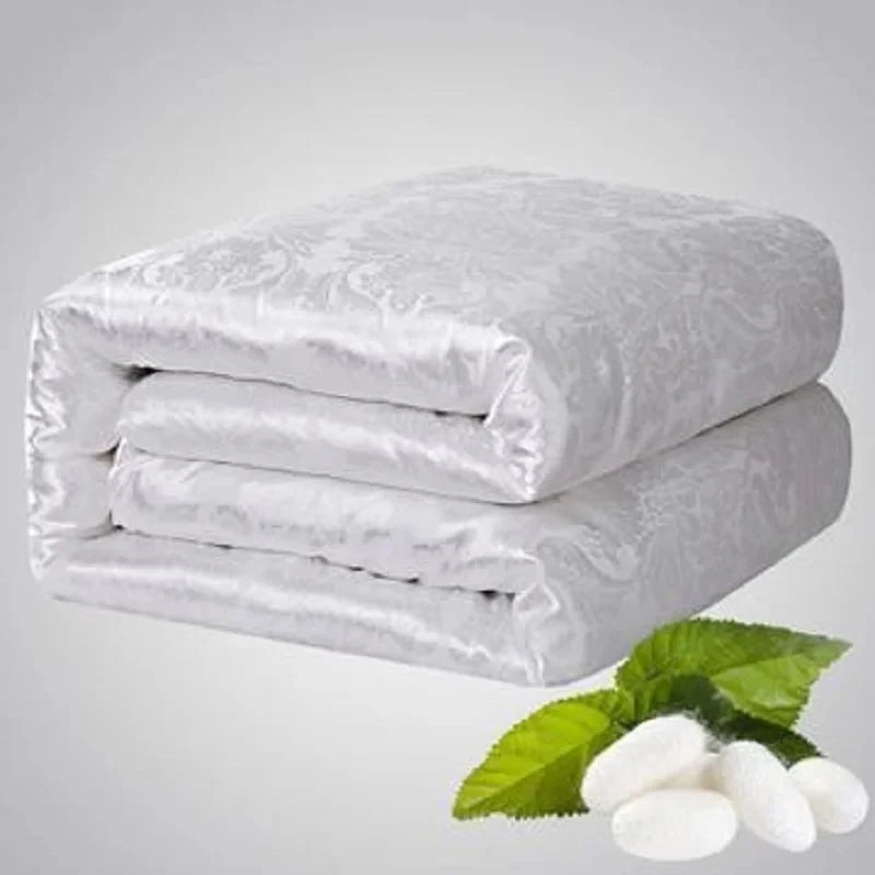 Natural Mulberry Silk Winter Quilt – 500TC Cotton Cover | Heavyweight Comforter Twin, Full, Queen & King