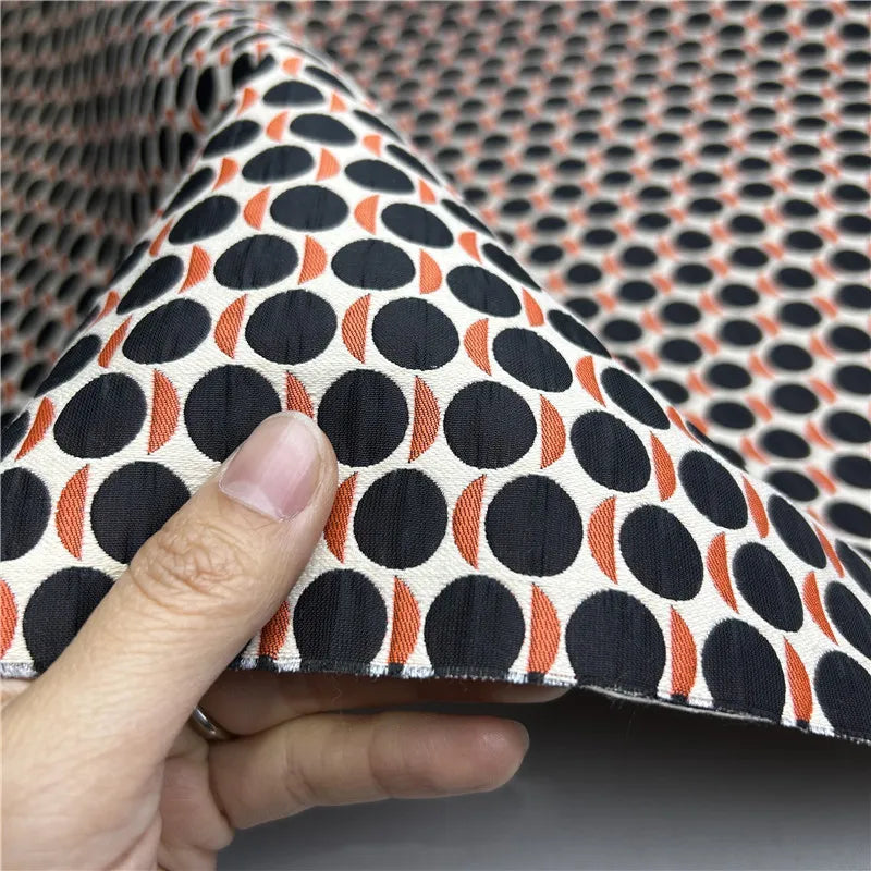 Black Polka Dot Brocade Fabric – 145cm Wide, 370g/m for Pants, Jackets & Fashion Clothing