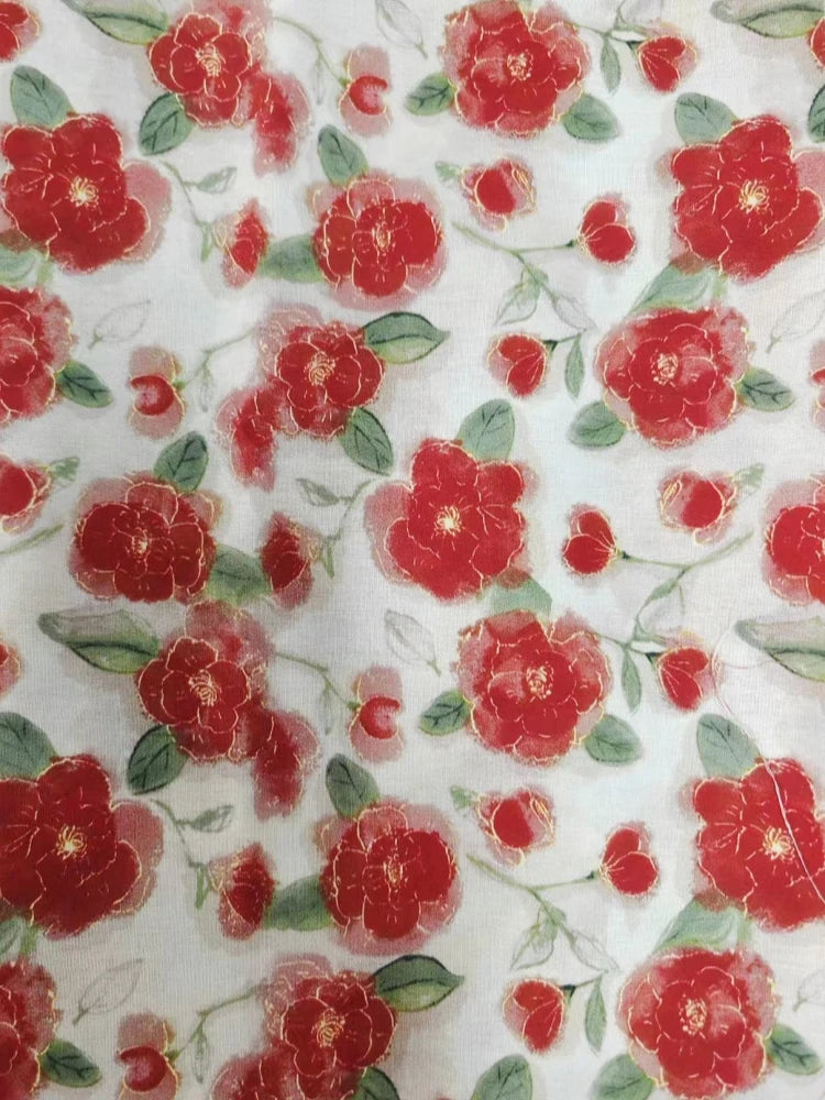 145cm Floral Cotton Poplin Fabric, 50cm Piece