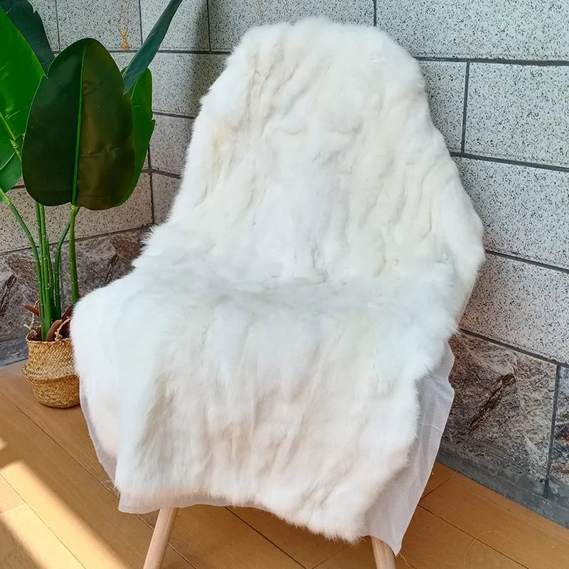 50x100cm Mantas de retazos de piel de conejo natural Colcha de invierno para cama Manta a rayas suave para sofá Fiesta de Navidad