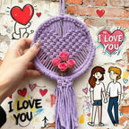 Kit de macramé Corazón y Flores para Colgar en la Pared — Kit de Manualidades DIY para Principiantes | Poliéster