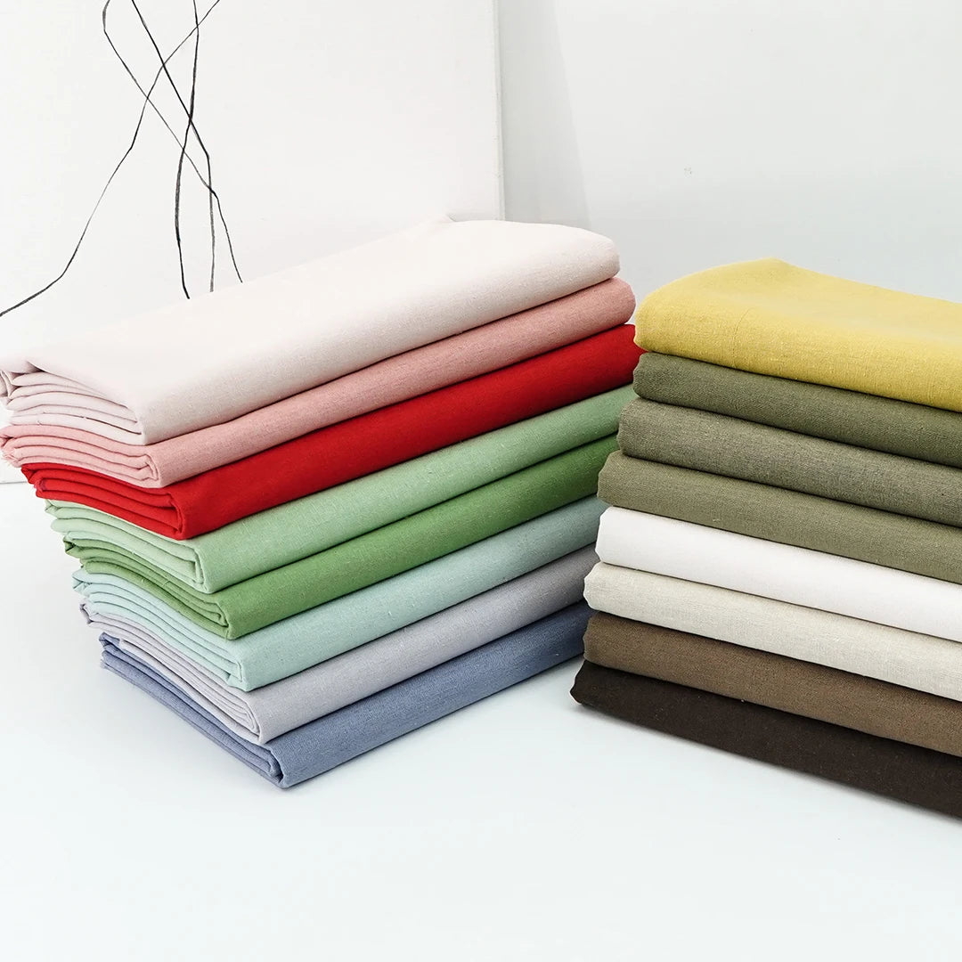 0.5m/1m/2m Pure Color Faux Cotton Linen Fabric Soft for DIY Clothing Curtain Storage Bag Home Textile Tablecloth Sewing Fabric