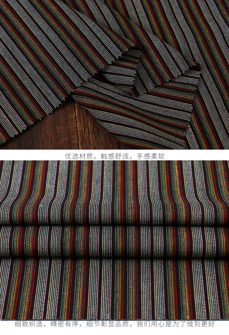 Yarn-Dyed Jacquard Striped Linen Cotton Fabric – 55" Wide, Sold by the Half Yard