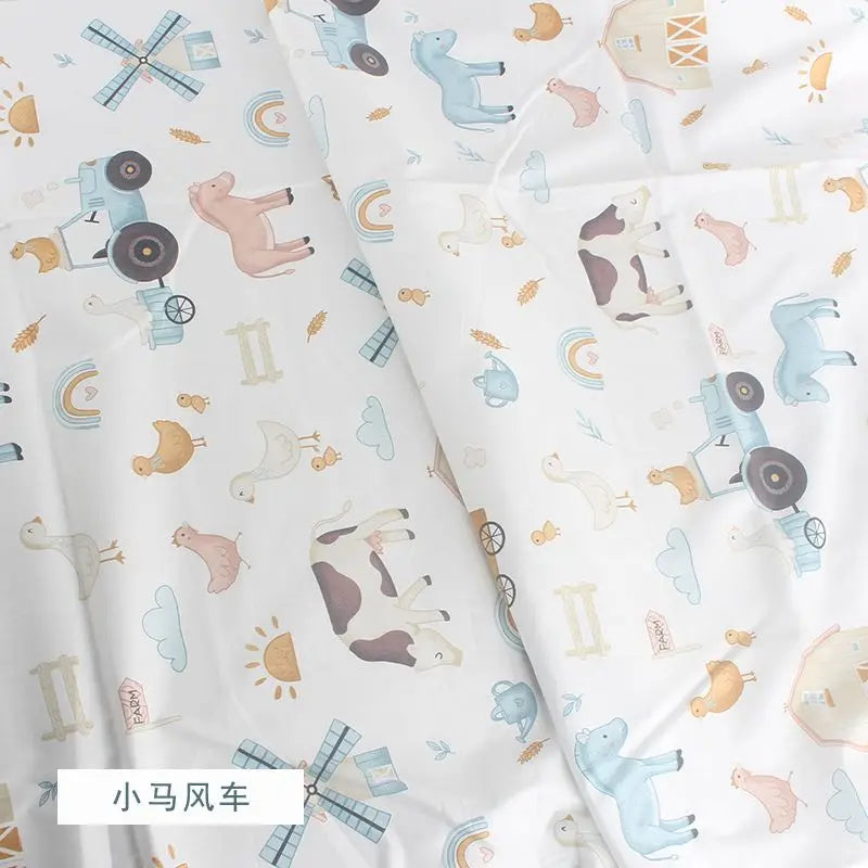 Pure Cotton AB Face Fabric – Cartoon Printed for Baby & Children's Clothing, Bedding & Quilting