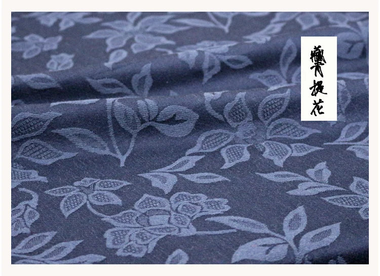 Bodhi Flower Jacquard Cotton Linen Fabric – 241g/m², 145cm Wide, Sold by the Meter – For Hanfu, Cheongsam & Clothing