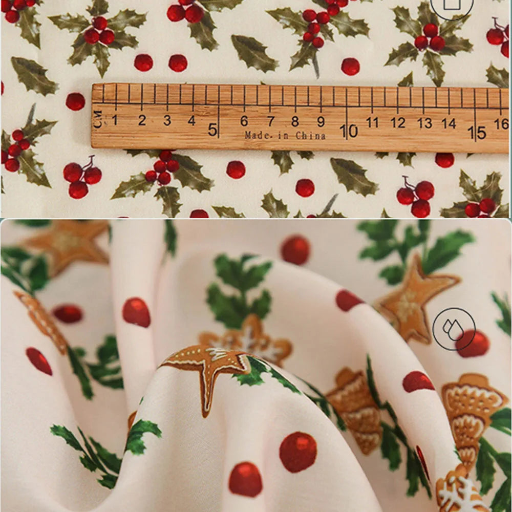 Christmas Holiday Print Fabric – 100% Polyester, 50cm x 150cm