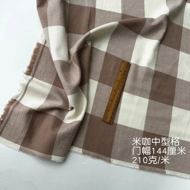 Brushed Plaid 100% Cotton Fabric – 145cm Wide, 250g/m for Shirts, Dresses, Coats & DIY