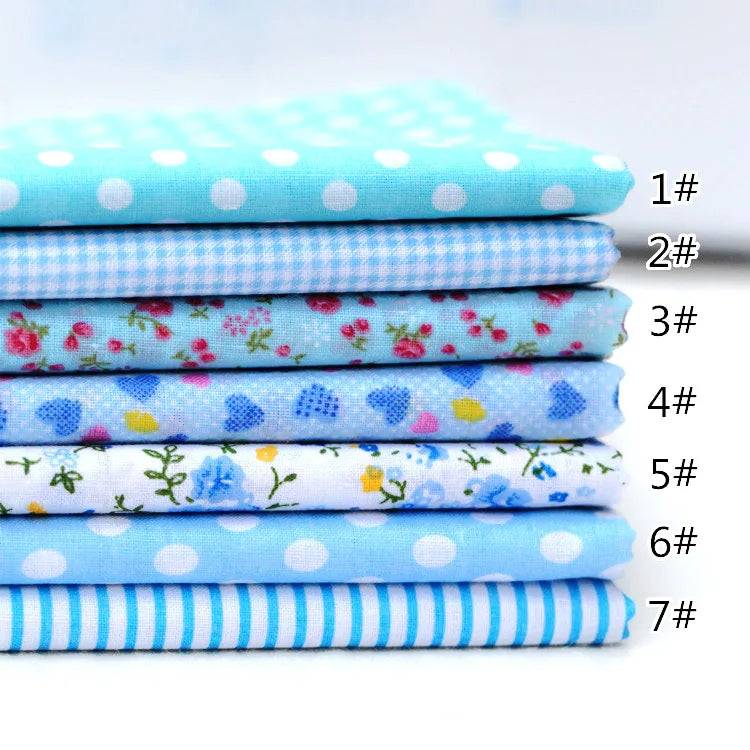 7-Piece Multicolor Cotton Fat Quarter Bundle — 25x25cm (Set A)