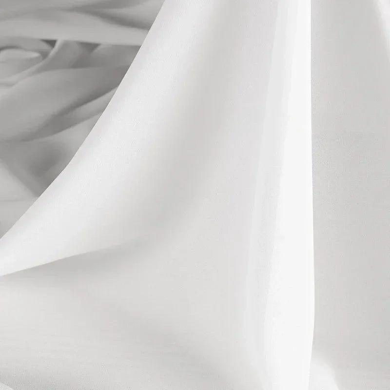 White Beaded Chiffon Fabric – Lightweight & Drapey | 146 cm Wide (57.5 in)