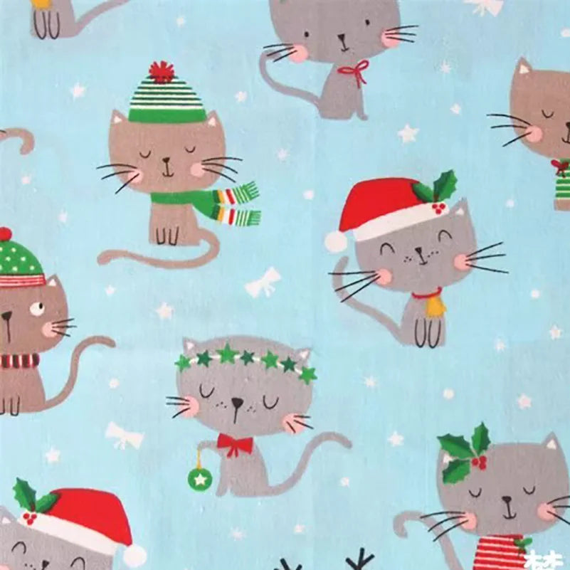 Christmas Twill Cotton Fabric – Santa, Trees & Holiday Prints, 0.5m x 1.6m
