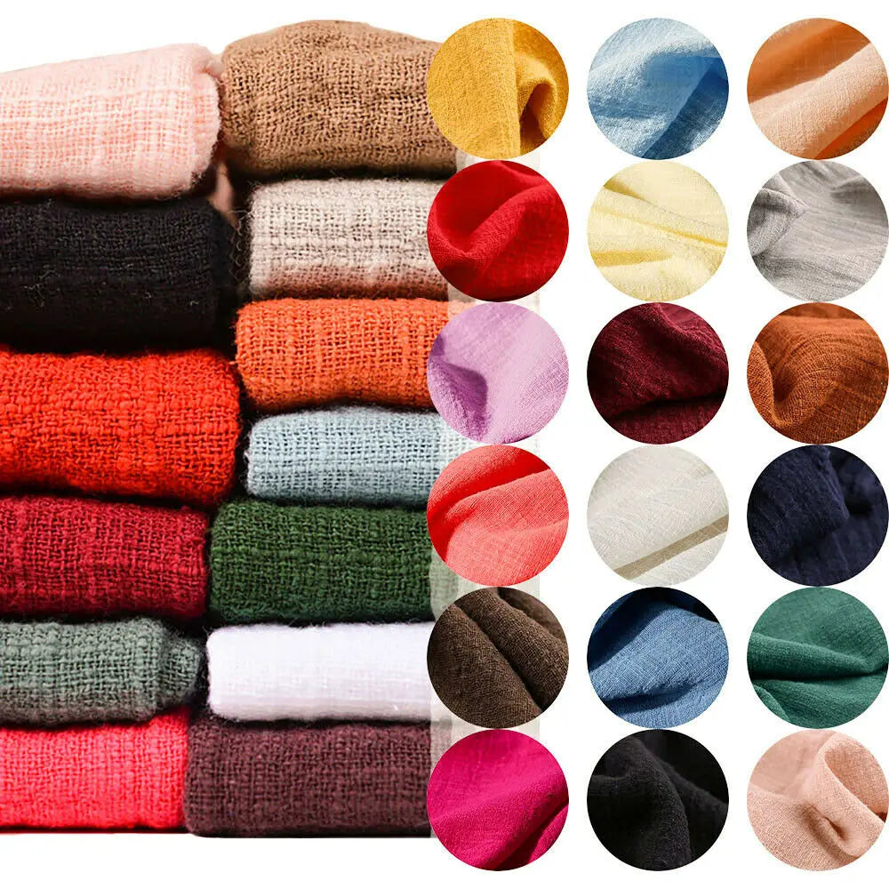 Solid Color Natural Linen Cotton Fabric – Eco-Friendly, 125cm Wide, 90×125cm Per Yard – For Dresses, Skirts, Pajamas & DIY