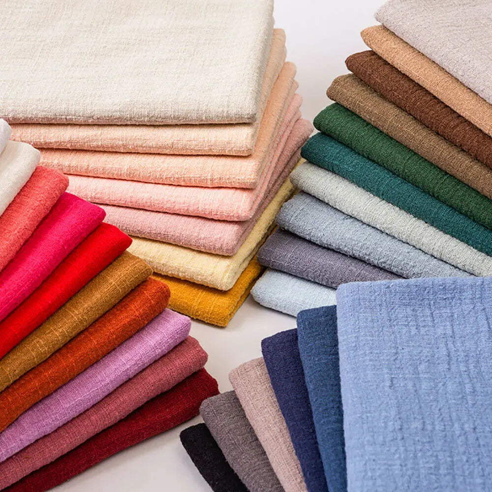 Solid Color Natural Linen Cotton Fabric – Eco-Friendly, 125cm Wide, 90×125cm Per Yard – For Dresses, Skirts, Pajamas & DIY