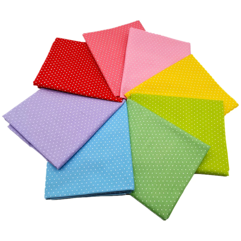 Fat Quarters Plaid & Polka Dot Patchwork Fabric Bundle – 8pcs 100% Cotton