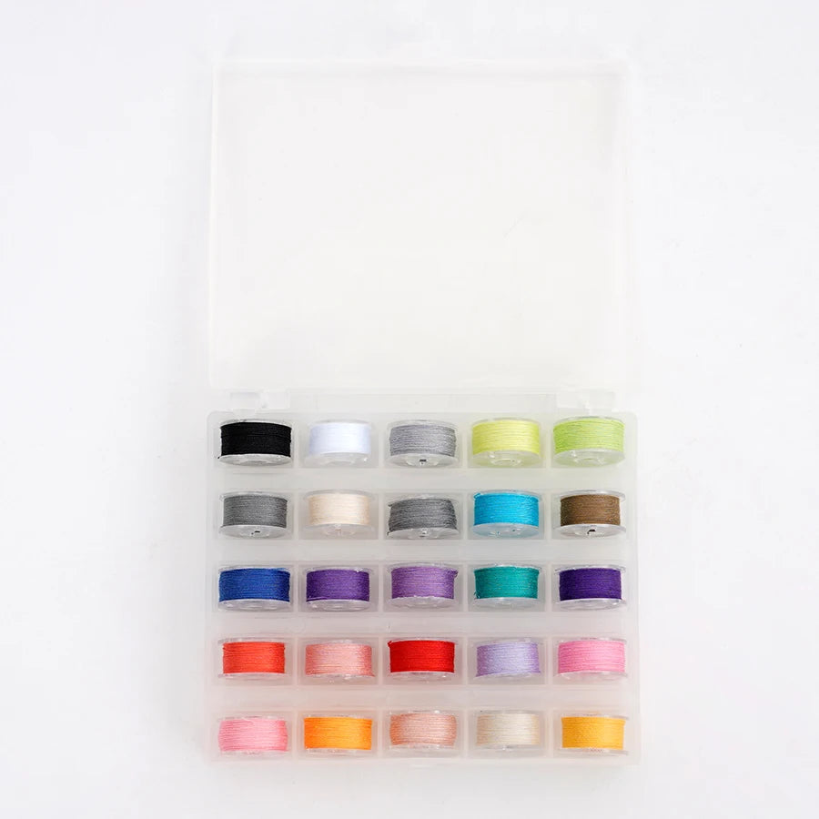 25-Piece Polyester Sewing Thread Set – 400 Yards Per Spool | Bobbins & Thread