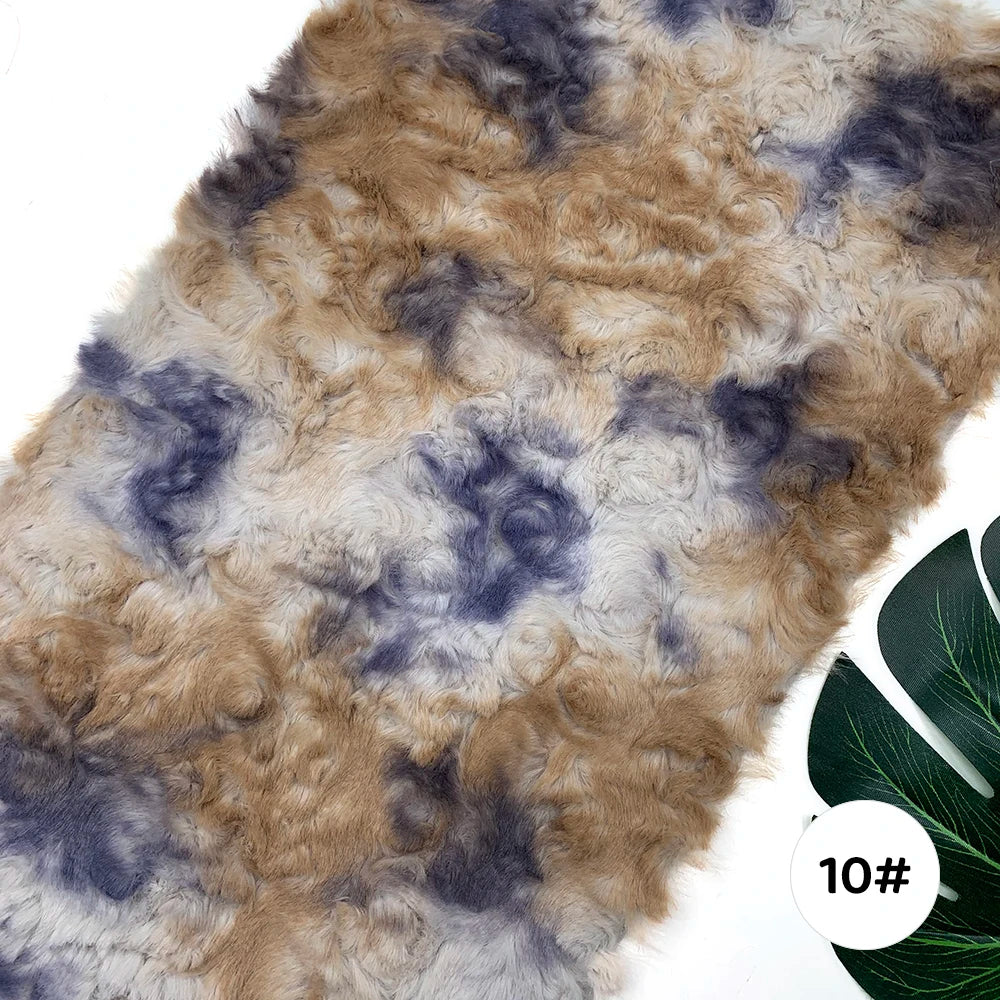 Tejido de Peluche Teñido Anudado – 25x45cm, Pelo de Muñeca de Algodón y Manualidades, 10 Colores