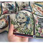 Tela de brocado con estampado de gato bonito – 150 cm de ancho, cortado a pedido (incrementos de 50 cm)