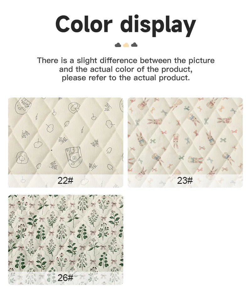 Rabbit & Tree Print Corduroy Fabric – 150cm Wide, Quilted Cotton Blend, 0.5m / 1m / 2m