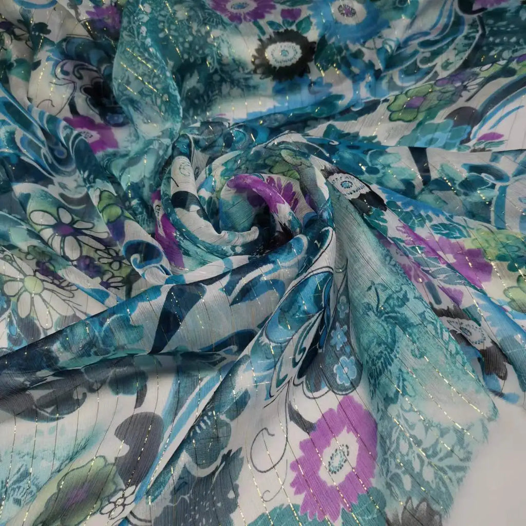 Floral Print Silk-Cotton Blend Fabric – 135cm Wide, 9-10mm | Dresses, Blouses & Luxury DIY Sewing
