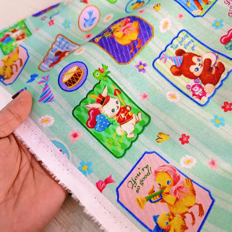 20S Cotton Cute Showa Kawaii Cat Deer Print Fabric DIY Quilting Needlework Material Sewing Dress Kids Clothes Fabrics