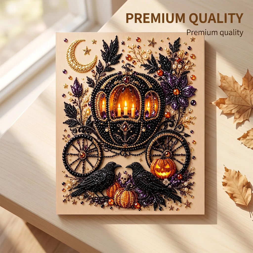 Kit de pintura con diamantes de Halloween - Diseño de calabaza | Lienzo de 18x18cm