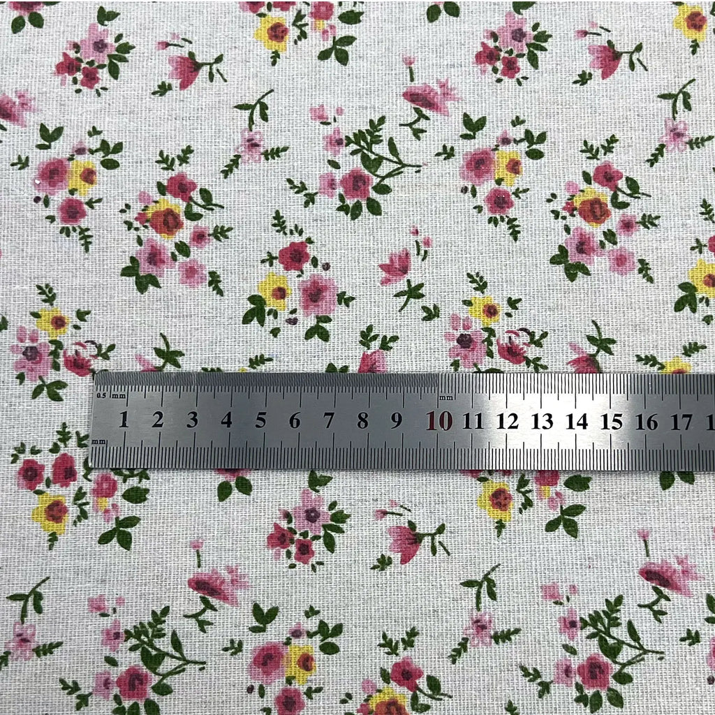 Retro Floral Print Self-Adhesive Linen Cotton Fabric Roll – 50x145cm | DIY Crafts, Jewelry Box & Furniture Repair