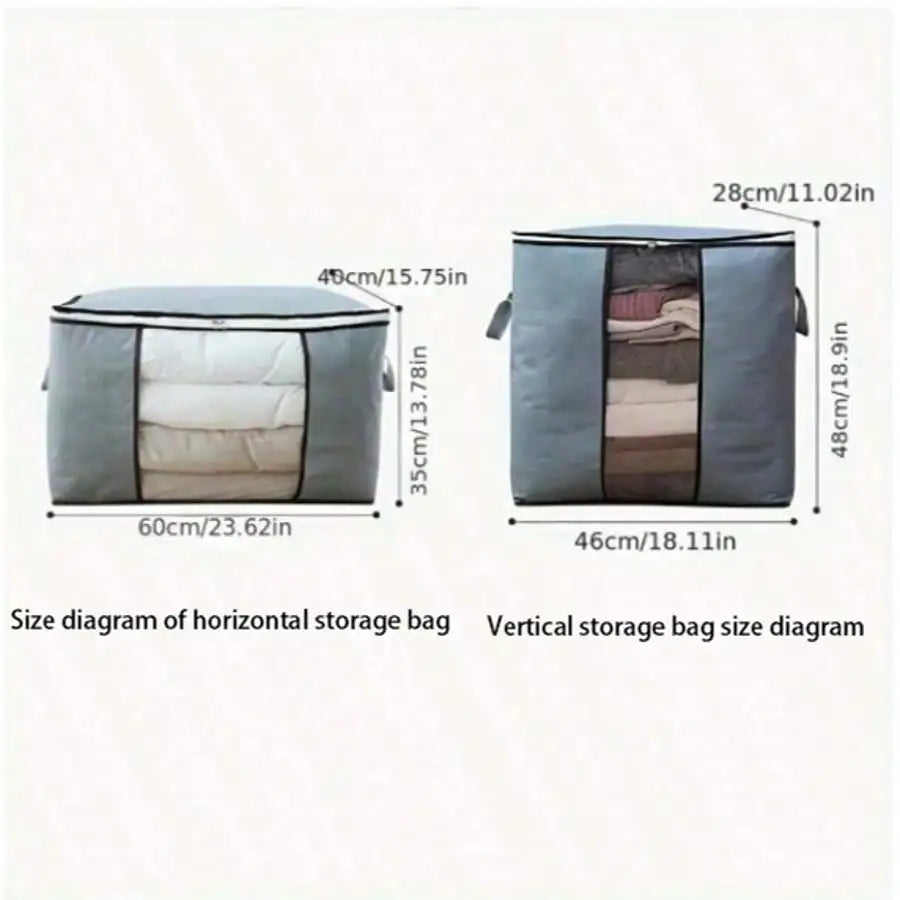Large Quilted Storage Bag with Zipper – Foldable, Washable, for Quilts, Bedding & Clothing