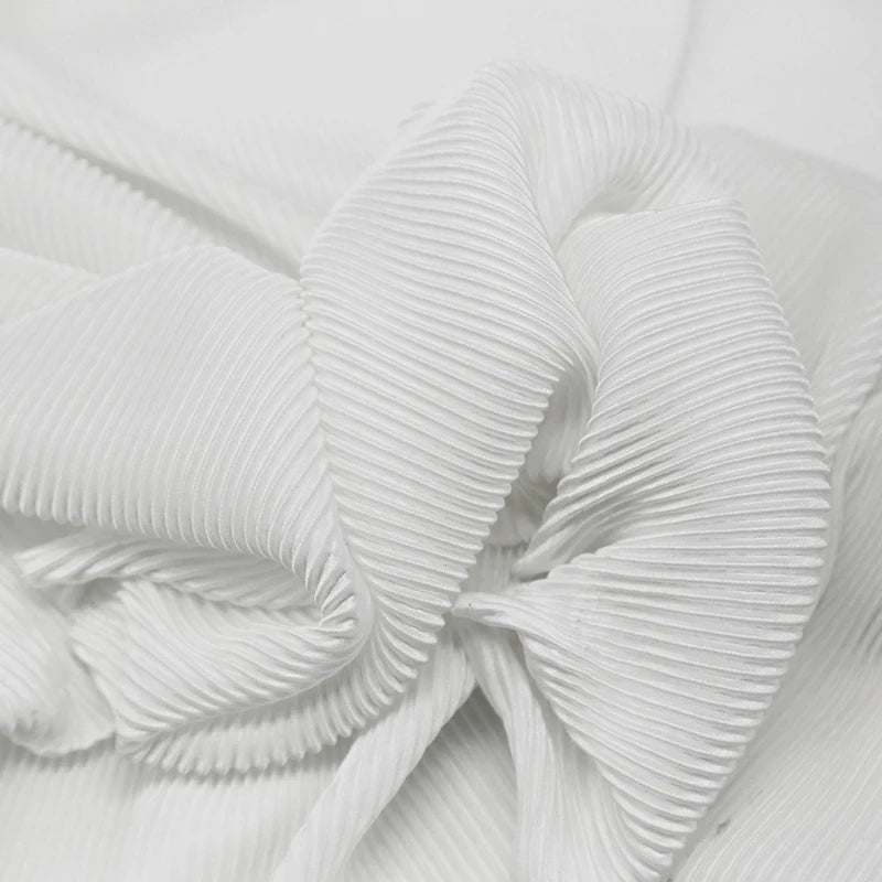 Striped Pleated Elastic Knit Fabric – 100% Polyester, 150cm Wide – For Dresses, Wide-Leg Pants & Designer Apparel