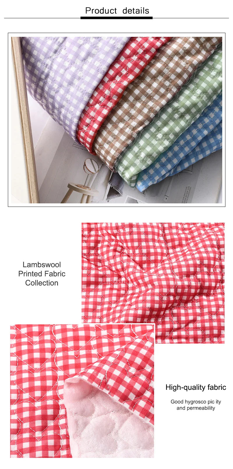 Pure Cotton Grid Quilted Fabric — Anti-Static, High-Absorbency | 0.5, 1 & 2 Yard Cuts