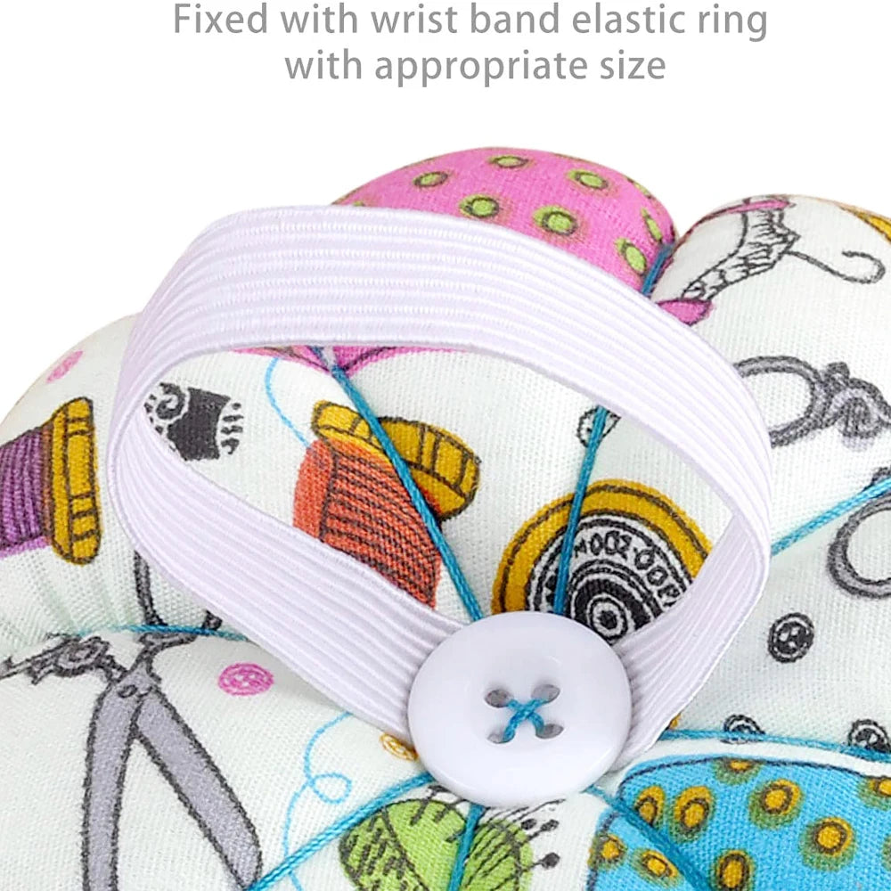 Floral Pumpkin Pin Cushion with Wrist Belt & Removable Tray