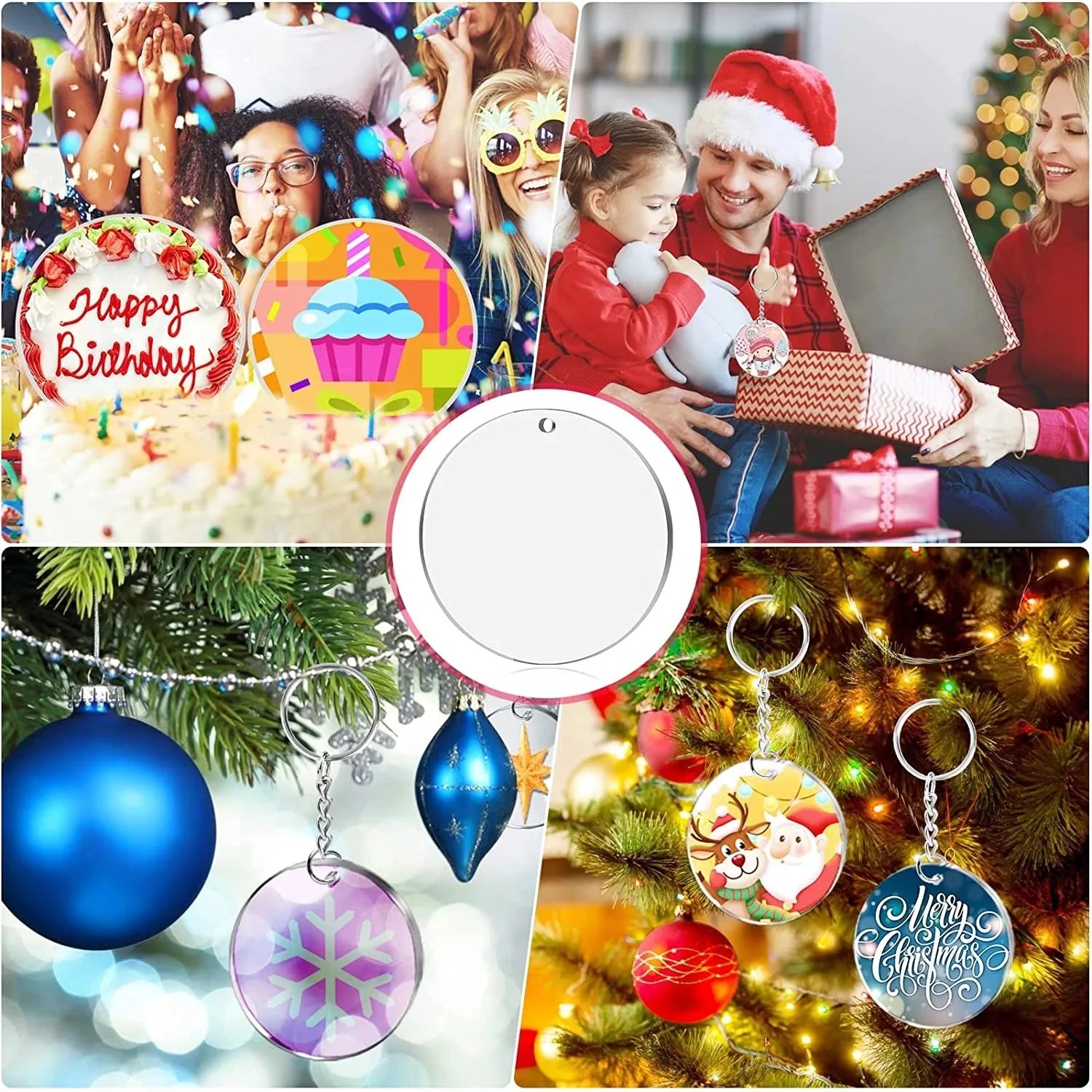 Round Acrylic Ornament Blanks for Crafting (10–50 Pack)