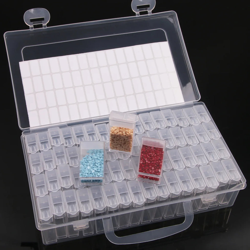 1 ud. Caja de almacenamiento de plástico con 28/32/48/56/64 compartimentos, organizador de accesorios de joyería, abalorios y cuentas para pintura de diamante DIY