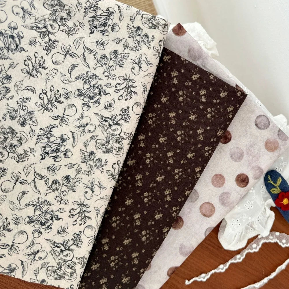 French Vintage Style 100% Cotton Digital Print Fabric | 140cm Wide | 140×50cm per Piece