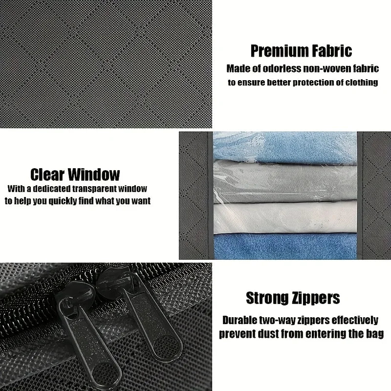 35L Foldable Fabric Storage Bag with Clear Window – Quilt & Blanket Organizer Box