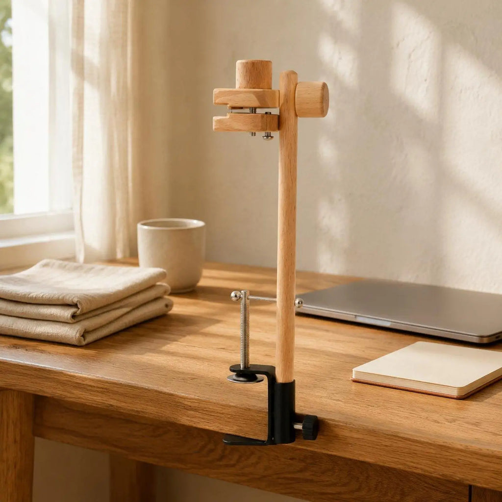 Beechwood Table-Clamp Embroidery Stand – 360° Rotating