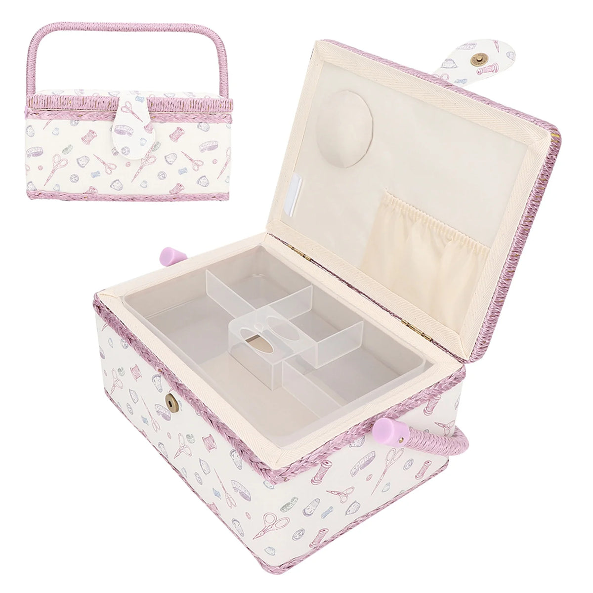 Vintage Sewing Basket Household Fabric Craft Thread Needle Storage Box Organizer