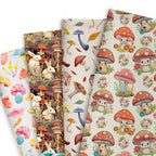 Mushroom & Animals Print Cotton Fabric — 50×145cm Half Meter | Quilting & Patchwork