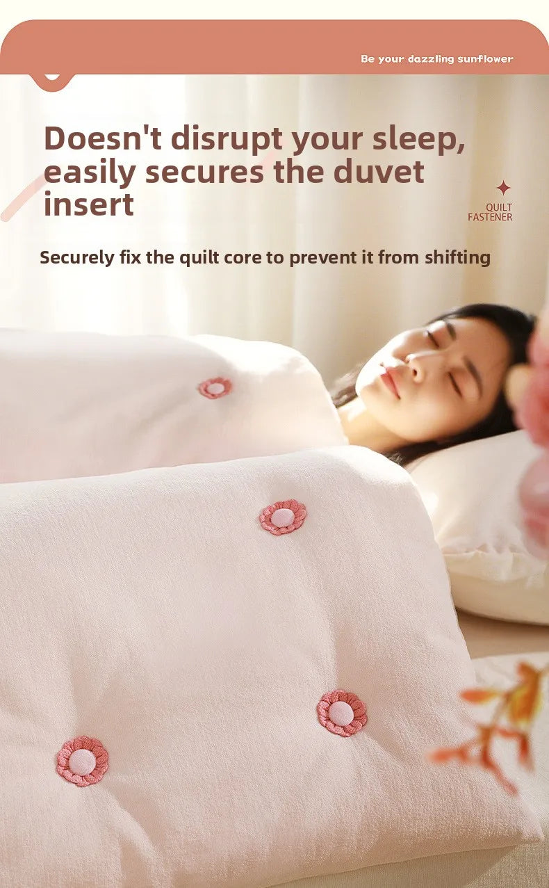Sunflower Duvet Fasteners – Clip-Lock Bedding Holders (Set of 4)